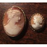 Two 20th c 9ct gold mounted cameo brooches