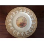 Jas. Stinton Royal Worcester cabinet plate two pheasants 23.5 cm diam.