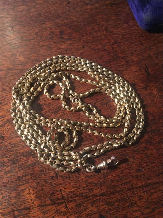 Good 9ct gold ladies chain 164 cms long 45.5 gms