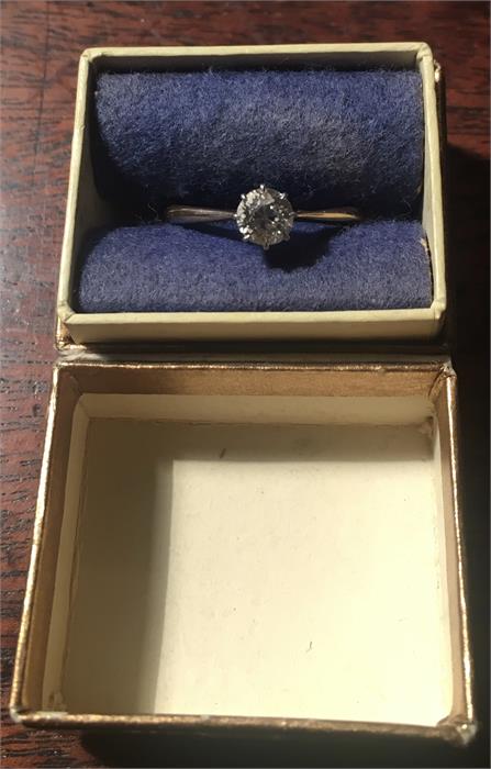 Ladies 18ct diamond solitaire ring. Size O approx. .5 carat