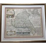 E Bowen map of East Yorkshire with view of Hull from the Humber c1765