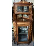 Fine quality Victorian rosewood corner cabinet with bevelled glass doors