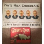 Two small repro advertising signs Frys and Cadburys cocoa