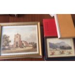 Two Sussex watercolours and Sussex books