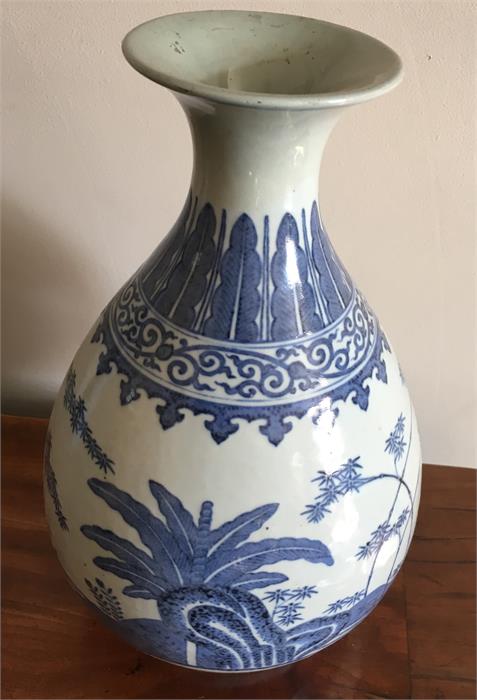 A Chinese Ming style blue and white vase Guangxu mark and period (1875-1908) neck restored