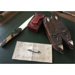 Miscellany inc. treen snuffbox a/f Cutlers Calling Card with miniature penknife etc.