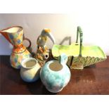 Five pottery vases inc. Burleigh Ware,Falcon ware and Wadeheath