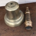 Vintage brass bell and brass Fireman's hose