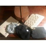 Leather collar box and six ladies evening bags