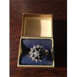 Ladies 9ct gold diamond and sapphire cluster ring