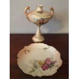 Royal Worcester blush vase and plate