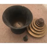 Bronze mortar and selection brass weights