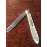 Sheffield silver and mother of pearl folding fruit knife