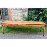 Fine quality 19th c French fruitwood farmhouse table the planked top with cleated ends