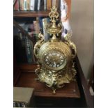 Brass 19th c mantle clock with French movement