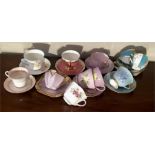 Collection Shelley China tea cups, saucers and plates total 23 pieces