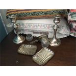 Collection silver items inc. pair candlesticks etc.