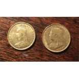 Two Victorian half sovereigns 1892 - 1900