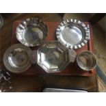 Five silver dishes inc. one Britannia silver 10.6 ozt