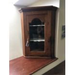 Good 19th c glazed oak corner cupboard