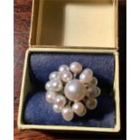 Malaysian cultures pearl cocktail ring c1970's