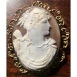 Well carved mid 19th c good quality cameo brooch (pin broken)