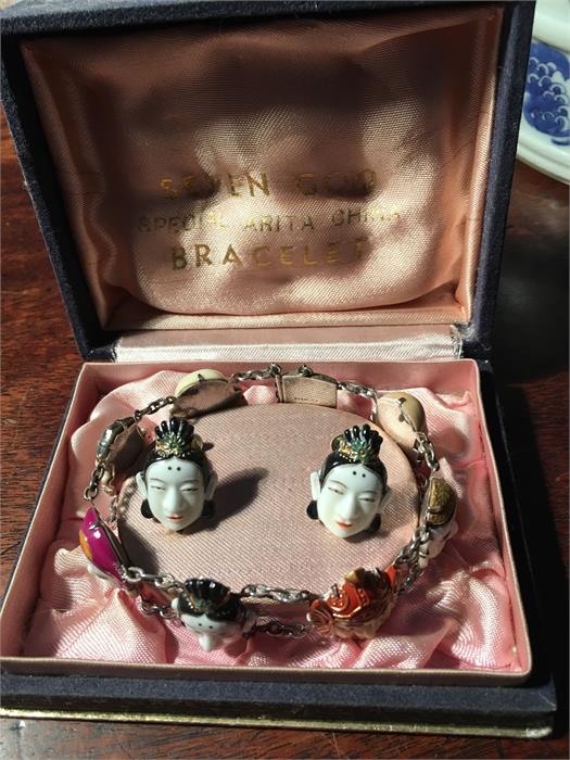 Sterling silver Seven God bracelet and earrings in original box