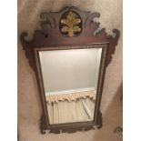 Mahogany and gilt fretted 19th c wall mirror 86 x 47 cms