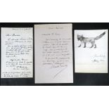 (Belgique, Arts) - VERLAT, Charles.- 1 lettre autographe à Mlle B. Grisar et 1 dessin d'un renard