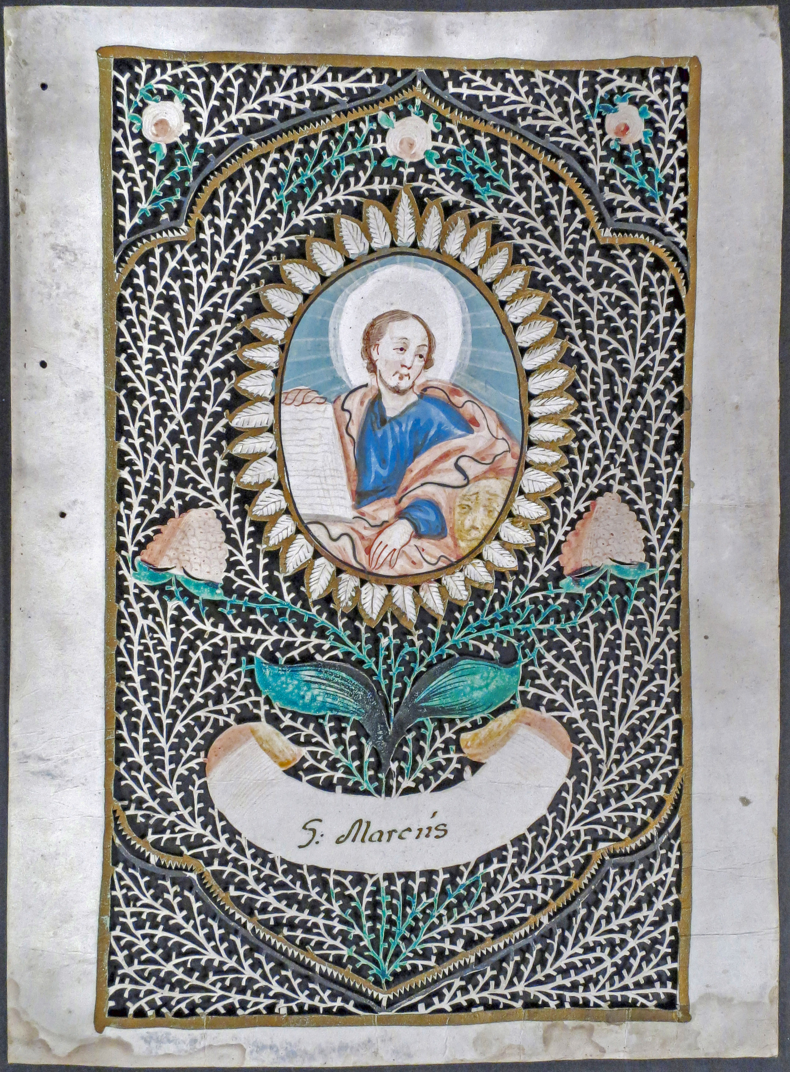 (Imagerie pieuse) - Vierge à l'enfant. Eau-forte, FINEMENT et RICHEMENT rehaussée et DÉCORÉE à l' - Image 2 of 2