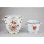 A Herend Hungarian porcelain cache pot in the Chinese Bouquet pattern, in rust colourway, 12cm high,