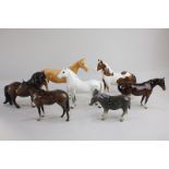 A collection of six Beswick horses including Welsh mountain pony 'Coed Coch Madog' model 1643