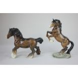 A Beswick cantering Shire horse in brown gloss (975), together with a Beswick Welsh cob (rearing)