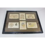 A collection of six First World War period embroidered greetings cards including The Royal Sussex