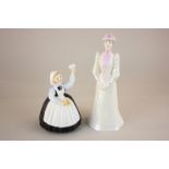 A Royal Doulton porcelain figure of a young maid, 'Mother's Help' HN2151, and a Coalport 'Ladies