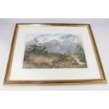 Fred H Dudley (Late 19th/20th century), wooded landscape, stream foreground, watercolour, signed,