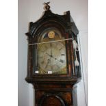 A George II longcase clock, by Bickerton of Downham, the engraved arched silvered dial with scroll