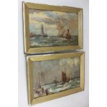 Late 19th/early 20th century school, a pair of views of boats on the water, with lighthouse and