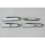 Three Victorian and later silver and mother of pearl fruit knives, makers Thomas Marples,1899,