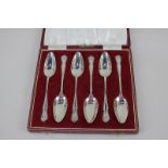 A cased set of six Elizabeth II silver grapefruit spoons, maker Henry Clifford Davis, Birmingham