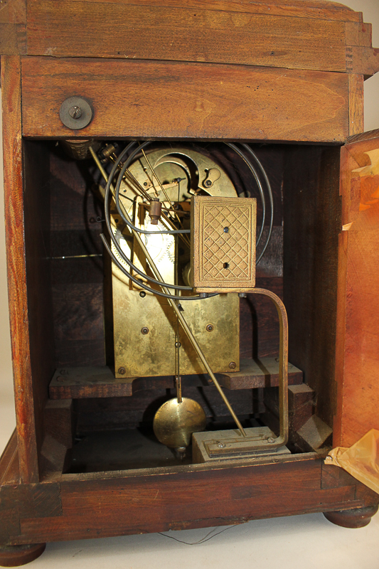 A Victorian mahogany chiming bracket clock with arched brass dial, silvered chapter ring, chime/ - Image 2 of 2