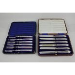 A cased set of six George V silver handled dessert forks, maker Maleham & Yeomans, Sheffield 1910,