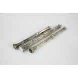 A Victorian silver propelling pencil with sliding action and hardstone seal, 4cm, and two similar