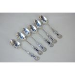 A set of six Victorian Scottish silver Queen's pattern teaspoons, Glasgow 1883