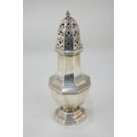 A George V silver octagonal sugar caster by Mappin & Webb, Birmingham 1914, 4oz