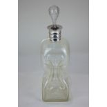 A Victorian silver mount waisted glass decanter, maker Martin, Hall & Co, Sheffield 1894, 31cm high,