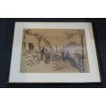 Feliks Topolski (1907-1989, Polish), view of a Welsh mining village, watercolour, signed and dated