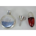 A Victorian silver mounted ruby glass scent bottle by Sampson & Mordan, London 1883, a circular