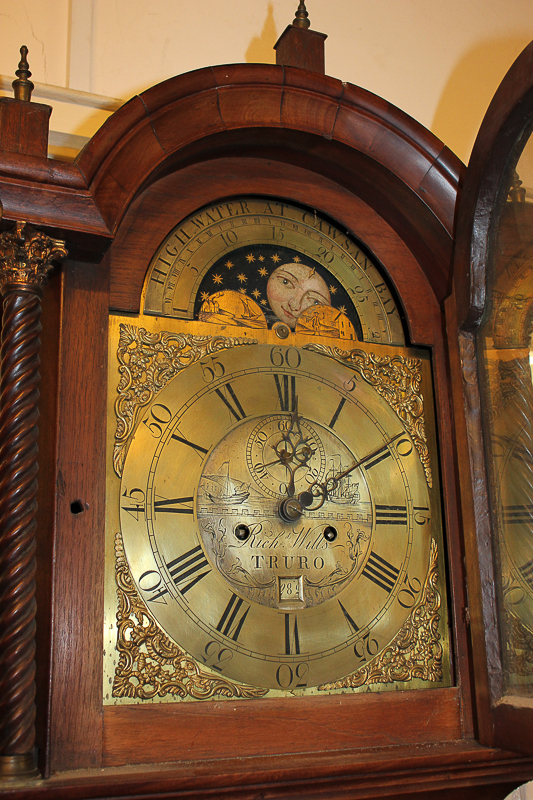 A George III mahogany longcase clock with 12 inch arch brass dial marked Richard Wills, Truro, - Image 3 of 3