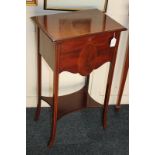 An Edwardian inlaid mahogany sewing table with rectangular box top with hinged lid, 40cm